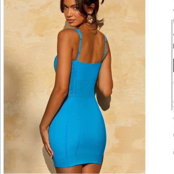 Oh Polly Nalada Lace Up Corset Mini Dress in Blue - Picture 4 of 5